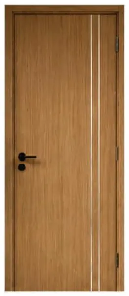 Cửa vân gỗ nâu vàng với một đường chỉ dọc